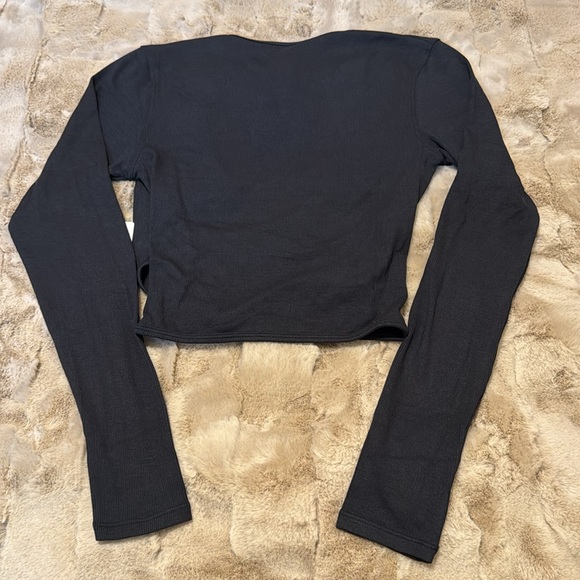 Wrap-Front Ribbed Long Sleeve Top - Picture 9 of 9